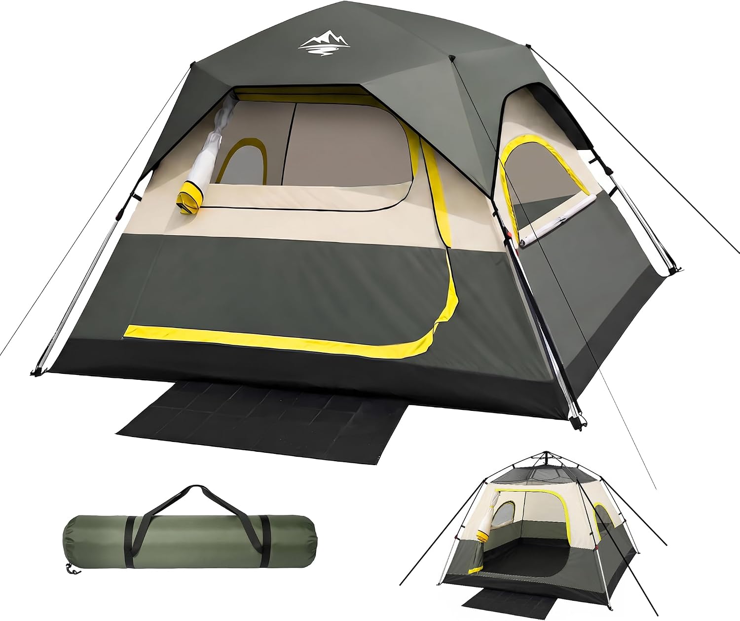 4 Person Instant Tents for Camping Setup in 50s, Cabin Tent with Rainfly