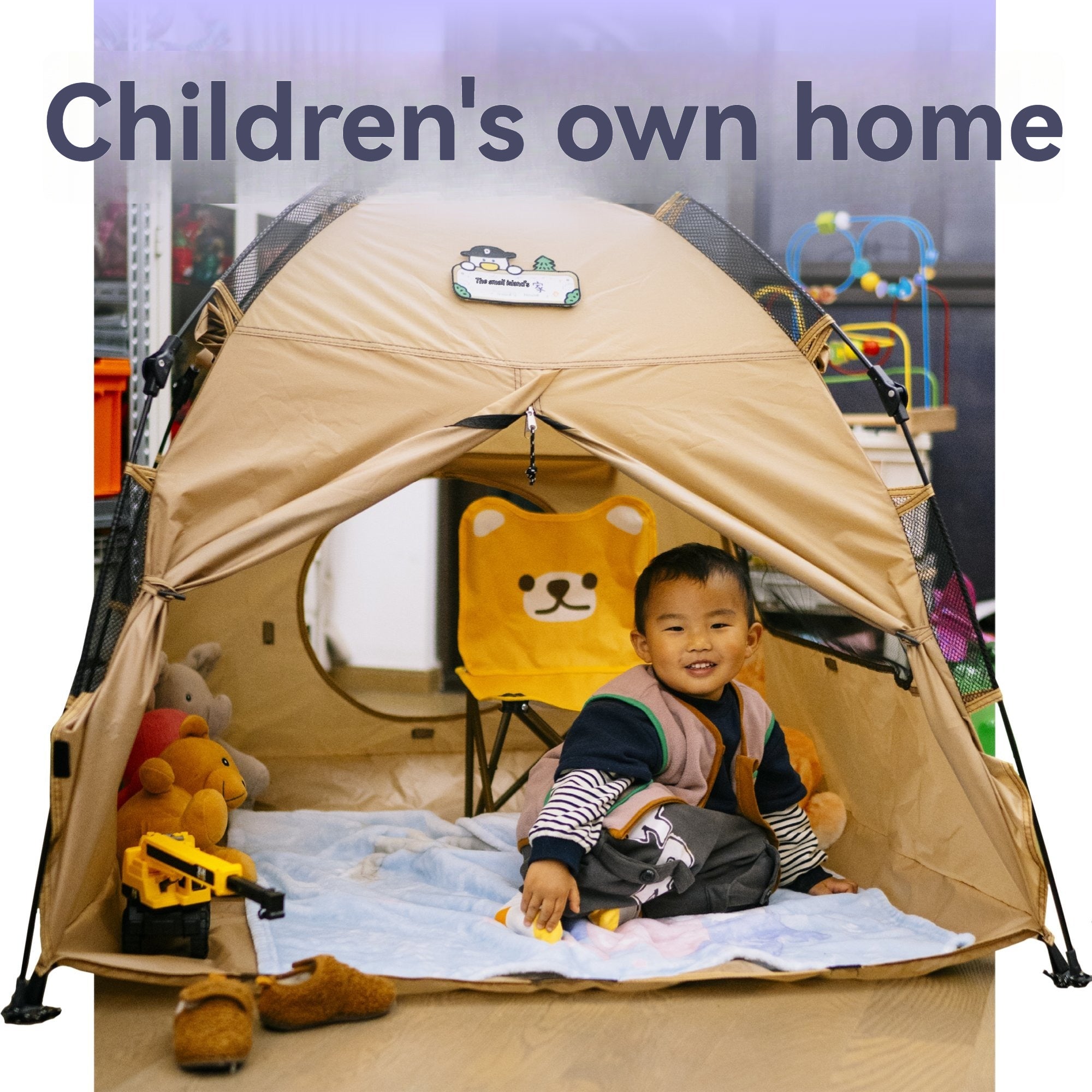 Kids Automatic Instant Pop Up Play Tent, Portable Indoor Outdoor Playhouse with Customizable Name Patch, Round Back Window Breathable Mesh Play Tent for Toddlers Boys Girls Home Camping Gift