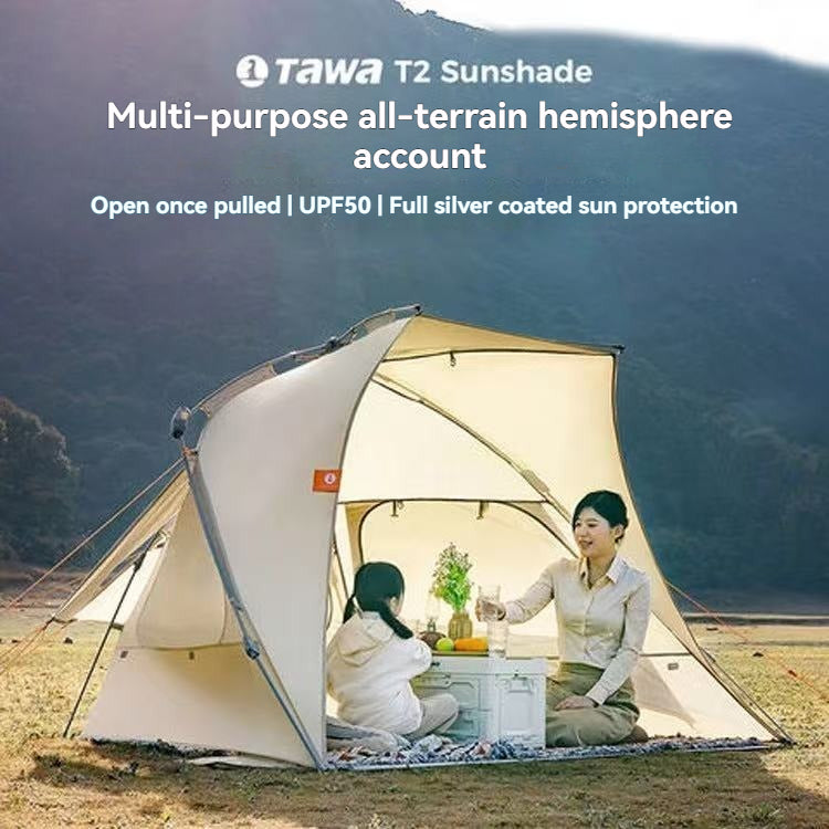 Tawa T2 Sunshade Tent, All-Terrain Instant Pop Up Camping Tent with UPF50+ Silver Coated, Removable Bottom 3-4 Person Portable Sun Shelter for Park Beach Fishing Outdoor Leisure