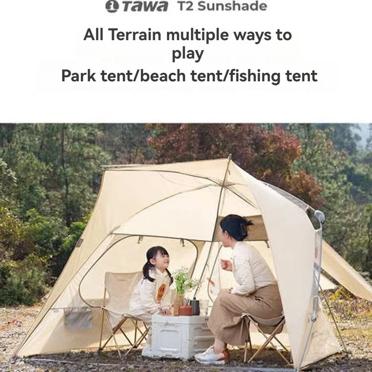 Tawa T2 Sunshade Tent, All-Terrain Instant Pop Up Camping Tent with UPF50+ Silver Coated, Removable Bottom 3-4 Person Portable Sun Shelter for Park Beach Fishing Outdoor Leisure