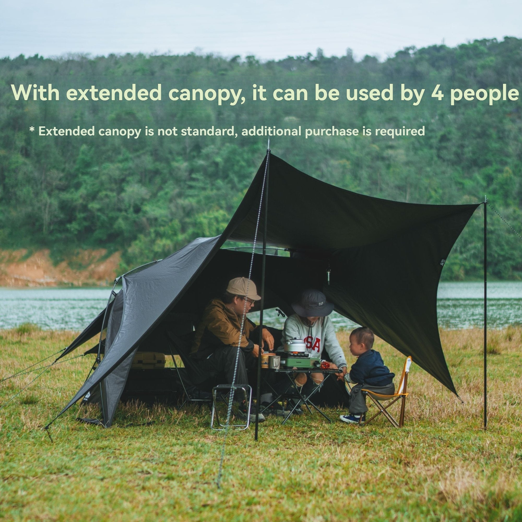 DUCKOUT KYARY 2.0 Instant Pop Up Black Coated Tent 2 Person Quick 30 Second Setup UPF50+ Waterproof PU1500 Sun Shelter with Expandable Awning for Park Picnic Beach Backyard