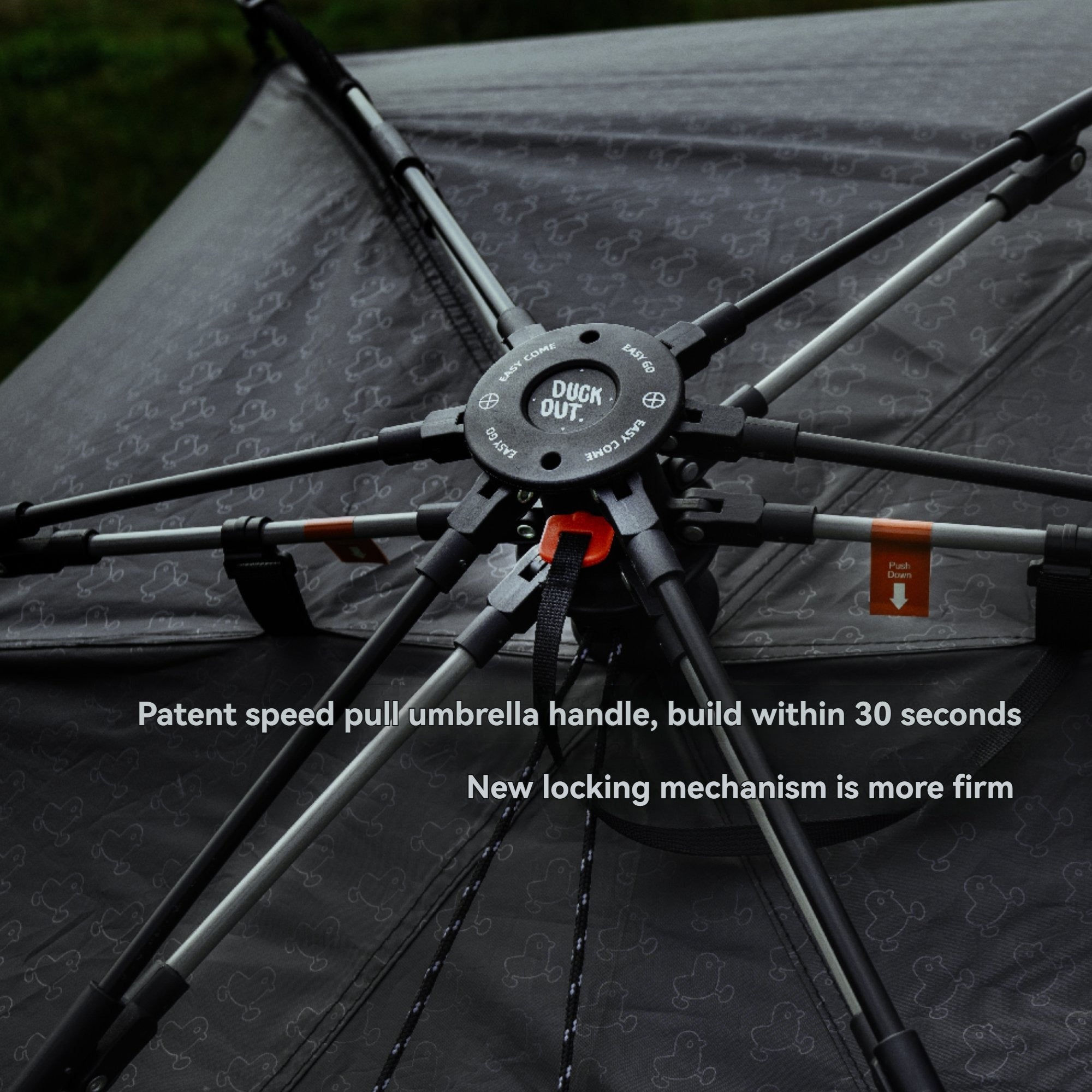 DUCKOUT KYARY 2.0 Instant Pop Up Black Coated Tent 2 Person Quick 30 Second Setup UPF50+ Waterproof PU1500 Sun Shelter with Expandable Awning for Park Picnic Beach Backyard