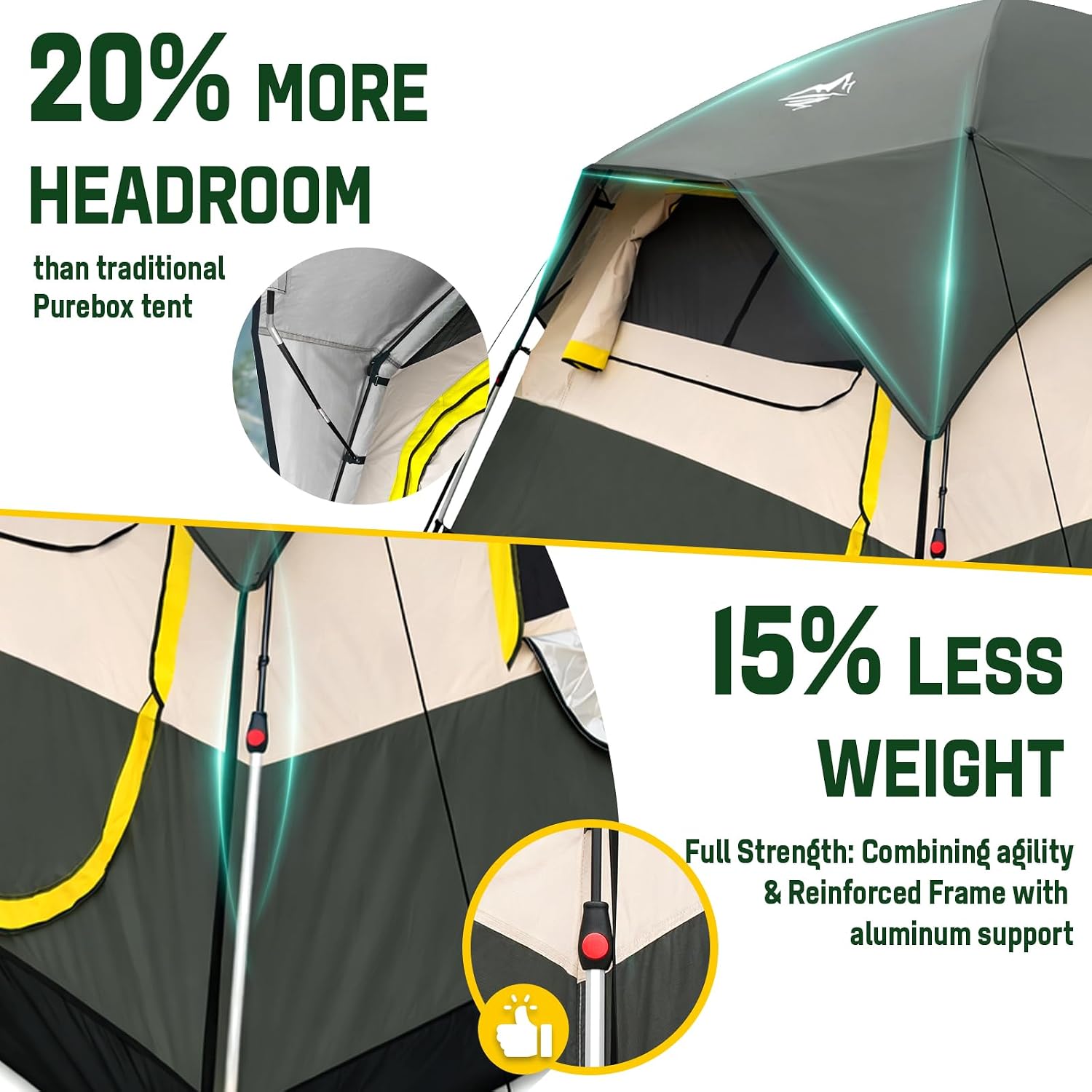 4 Person Instant Tents for Camping Setup in 50s, Cabin Tent with Rainfly