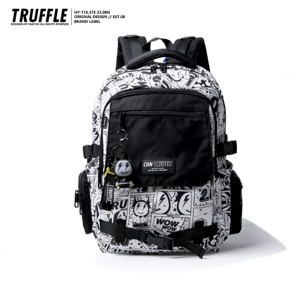 TRUFFLE Trendy High-Capacity Unisex Backpack – Suitable for Middle School & College Students (Laptop/Travel/Color-Block Design)