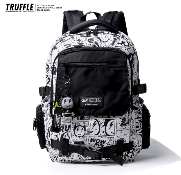 TRUFFLE Trendy High-Capacity Unisex Backpack – Suitable for Middle School & College Students (Laptop/Travel/Color-Block Design)