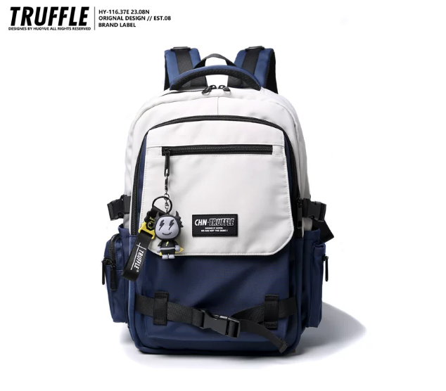 TRUFFLE Trendy High-Capacity Unisex Backpack – Suitable for Middle School & College Students (Laptop/Travel/Color-Block Design)