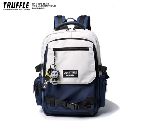 TRUFFLE Trendy High-Capacity Unisex Backpack – Suitable for Middle School & College Students (Laptop/Travel/Color-Block Design)