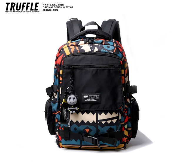 TRUFFLE Trendy High-Capacity Unisex Backpack – Suitable for Middle School & College Students (Laptop/Travel/Color-Block Design)