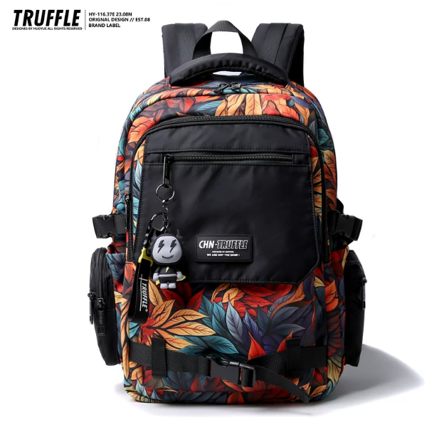 TRUFFLE Trendy High-Capacity Unisex Backpack – Suitable for Middle School & College Students (Laptop/Travel/Color-Block Design)