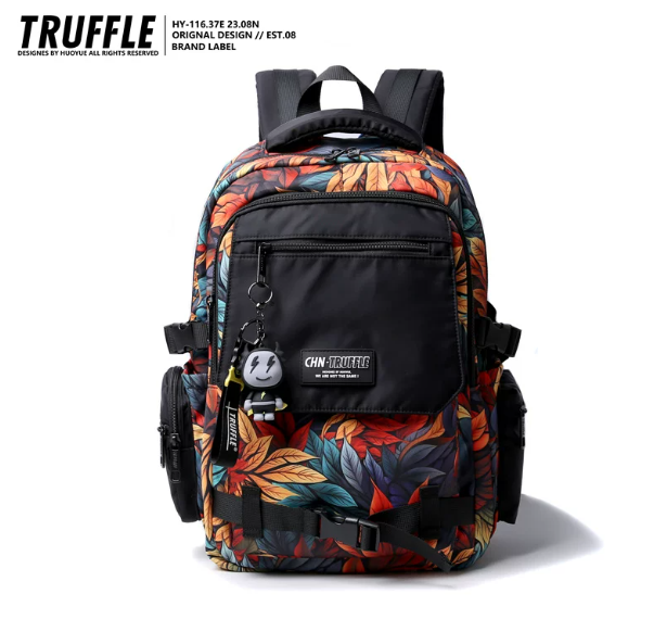 TRUFFLE Trendy High-Capacity Unisex Backpack – Suitable for Middle School & College Students (Laptop/Travel/Color-Block Design)