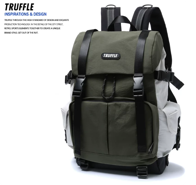 TRUFFLE Waterproof Casual Backpack – Suitable for Female College Students, Junior High Boys, and Outdoor Use; New 2026 Travel Backpack Model