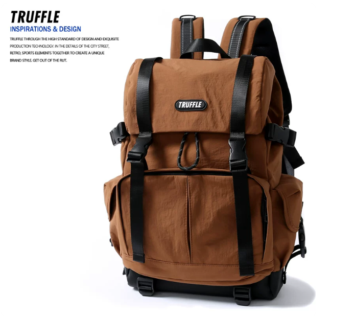 TRUFFLE Waterproof Casual Backpack – Suitable for Female College Students, Junior High Boys, and Outdoor Use; New 2026 Travel Backpack Model