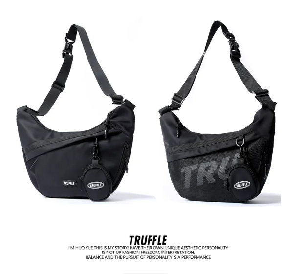 TRUFFLE Trendy Unisex Crossbody Bag – High-Capacity Casual "Dumpling" Bag for Travel; Lightweight Shoulder/Chest/Sling Bag