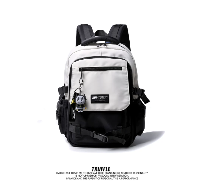 TRUFFLE Trendy High-Capacity Unisex Backpack – Suitable for Middle School & College Students (Laptop/Travel/Color-Block Design)