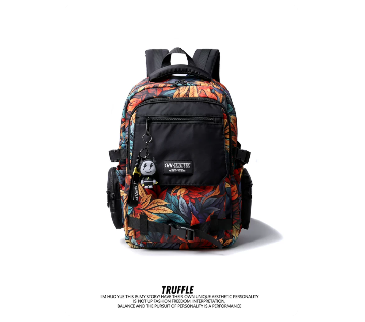 TRUFFLE Trendy High-Capacity Unisex Backpack – Suitable for Middle School & College Students (Laptop/Travel/Color-Block Design)