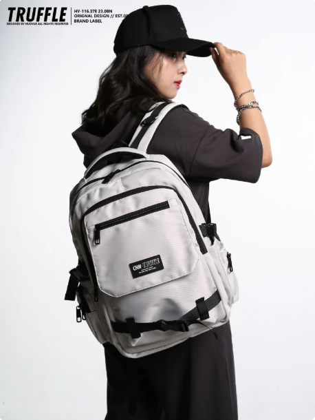 TRUFFLE Trendy High-Capacity Unisex Backpack – Suitable for Middle School & College Students (Laptop/Travel/Color-Block Design)