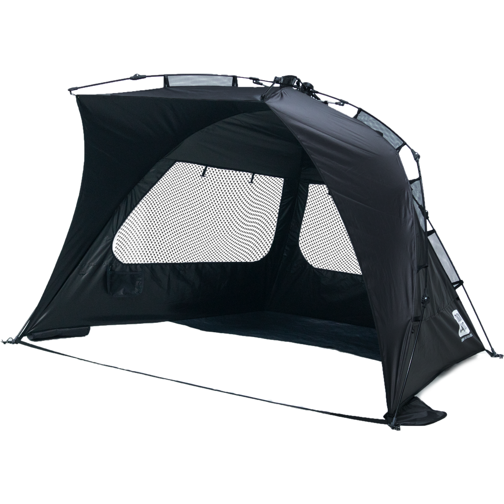 DUCKOUT KYARY 2.0 Instant Pop Up Black Coated Tent 2 Person Quick 30 Second Setup UPF50+ Waterproof PU1500 Sun Shelter with Expandable Awning for Park Picnic Beach Backyard