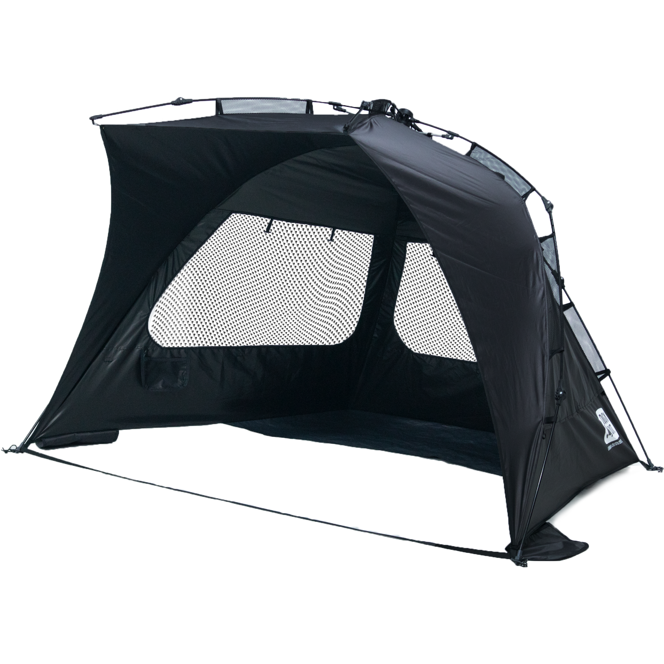 DUCKOUT KYARY 2.0 Instant Pop Up Black Coated Tent 2 Person Quick 30 Second Setup UPF50+ Waterproof PU1500 Sun Shelter with Expandable Awning for Park Picnic Beach Backyard